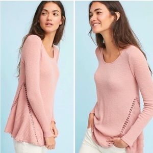 Anthropologie Eri + Ali Pink Crochet Thermal Top